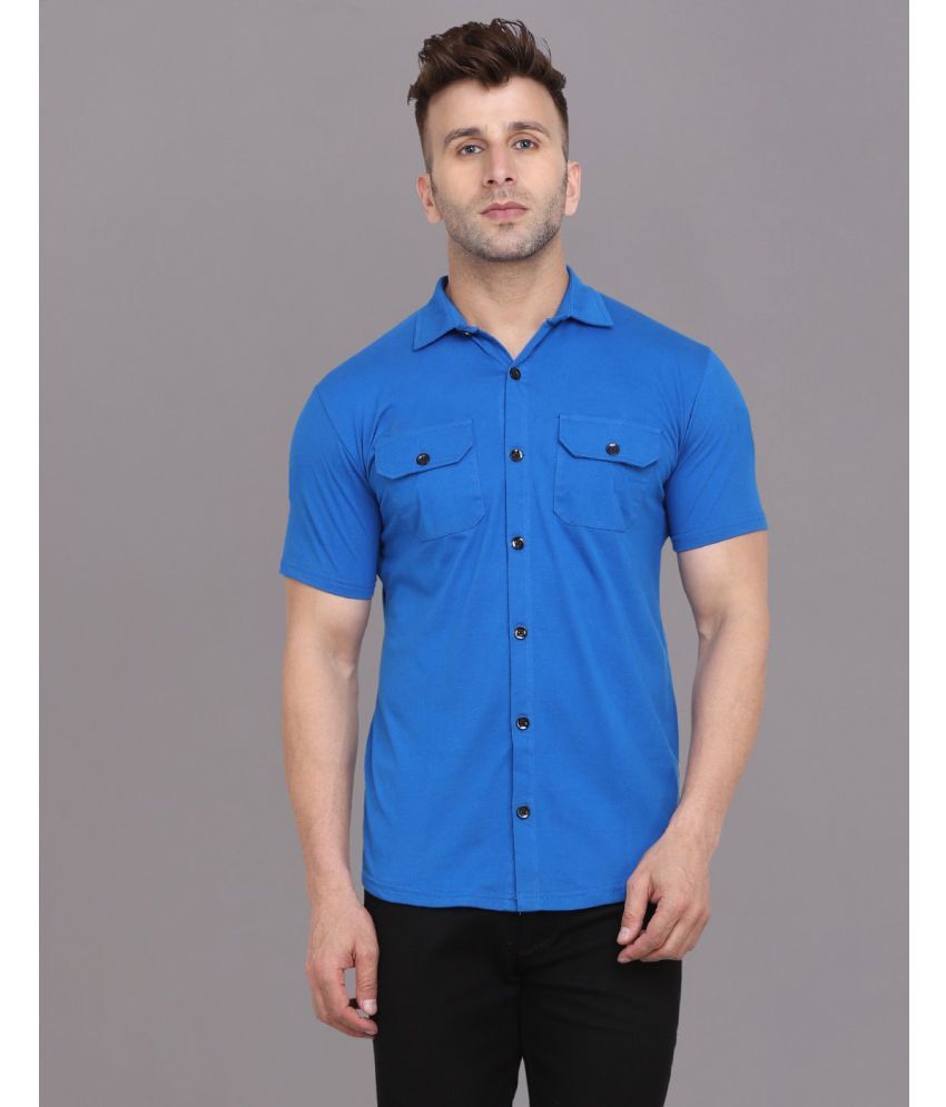     			Tfurnish Cotton Blend Regular Fit Solids Half Sleeves Men's Casual Shirt - Blue ( Pack of 1 )