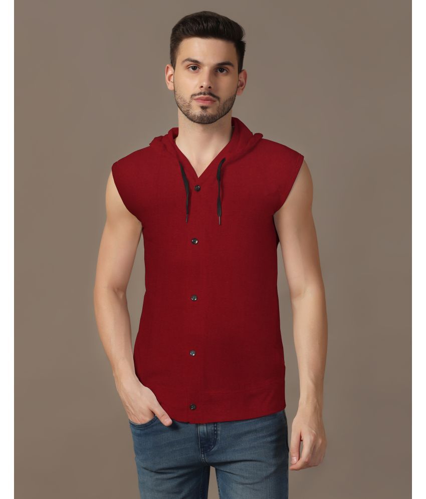     			Tfurnish Cotton Blend Regular Fit Solids Sleeveless Men's Casual Shirt - Maroon ( Pack of 1 )