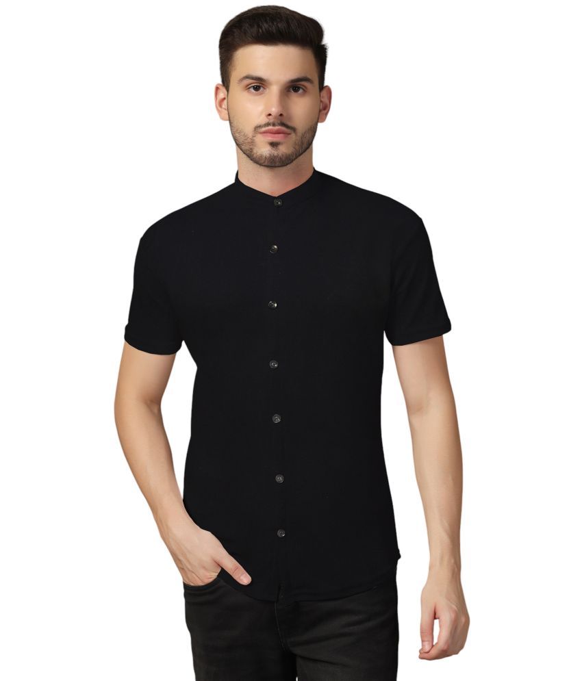     			Tfurnish Cotton Blend Regular Fit Solids Half Sleeves Men's Casual Shirt - Black ( Pack of 1 )