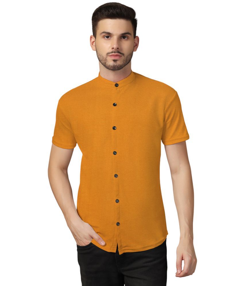     			Tfurnish Cotton Blend Regular Fit Solids Half Sleeves Men's Casual Shirt - Gold ( Pack of 1 )