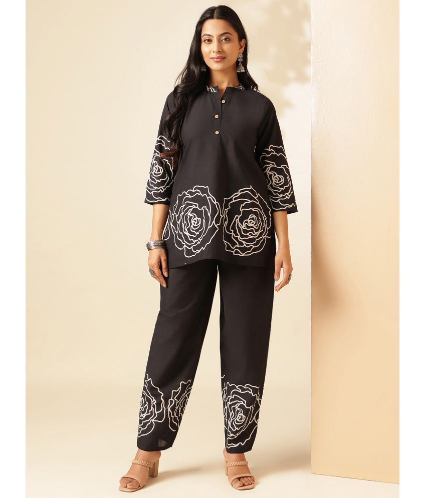     			Vbuyz Women Kurta Trouser Co-Ord Set ( Pack of 1 , Black )