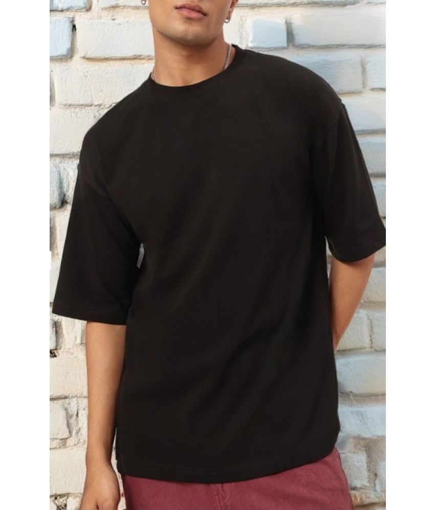     			AI CLUB Cotton Oversized Fit Solid Half Sleeves Men's Round T-Shirt - Black ( Pack of 1 )