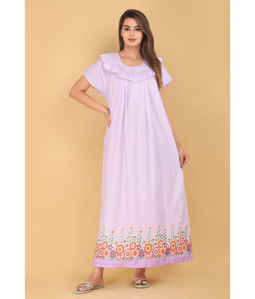     			Anjaneya Creations Purple Cotton Women's Nightwear Nighty & Night Gowns ( Pack of 1 )