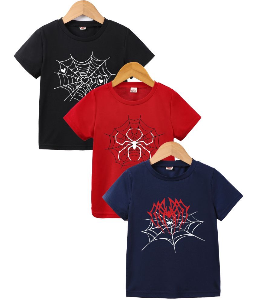     			COTTBRAY Pack of 3 Boys & Girls Cotton Blend T-Shirt ( Black,Red,Navy )