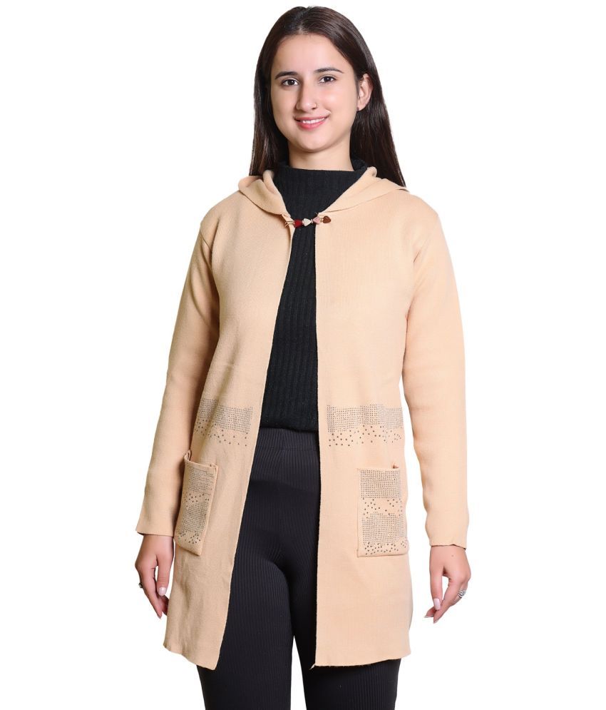     			Femme fashion Acro Wool Hooded Women's Knotted Cardigan - Beige ( )