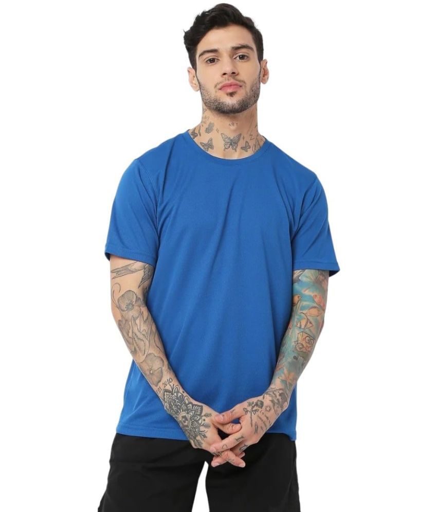     			NEOCARDIN Polyester Regular Fit Solid Half Sleeves Men's Round T-Shirt - Blue ( Pack of 1 )