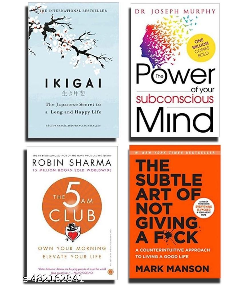     			The power of subconcious mind + The 5 am club + The subtle art of not giving a fuck + Ikigai ( english paperback 4 books combo )