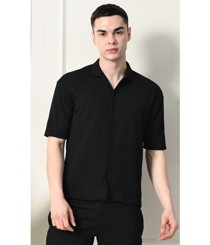     			VIOUR Polyester Regular Fit Striped Half Sleeves Men's Casual Shirt - Black ( Pack of 1 )