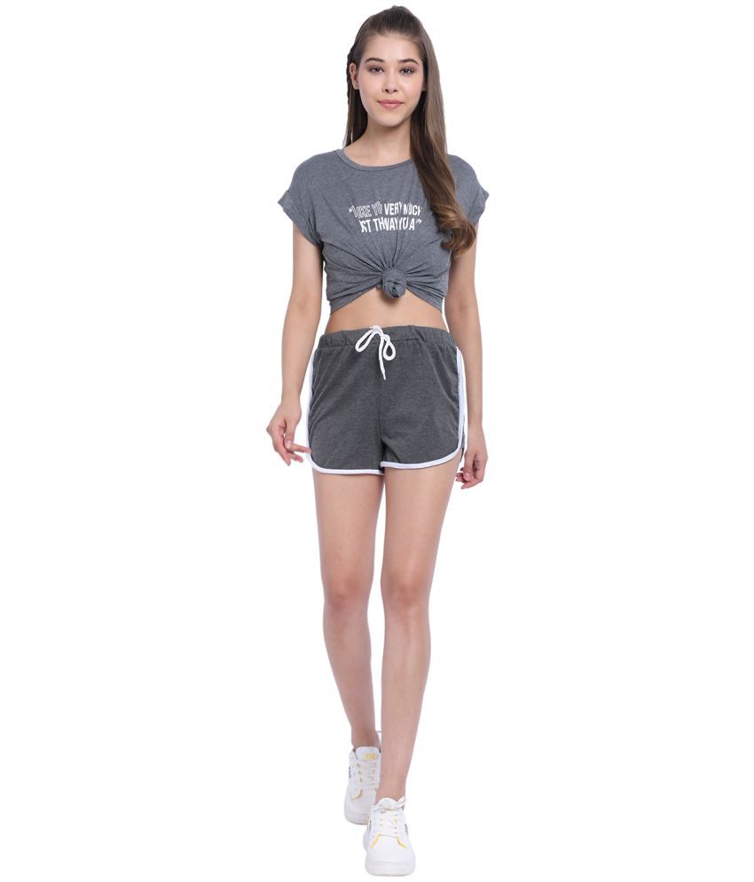     			vivient Cotton Blend Hot Pants - Gray