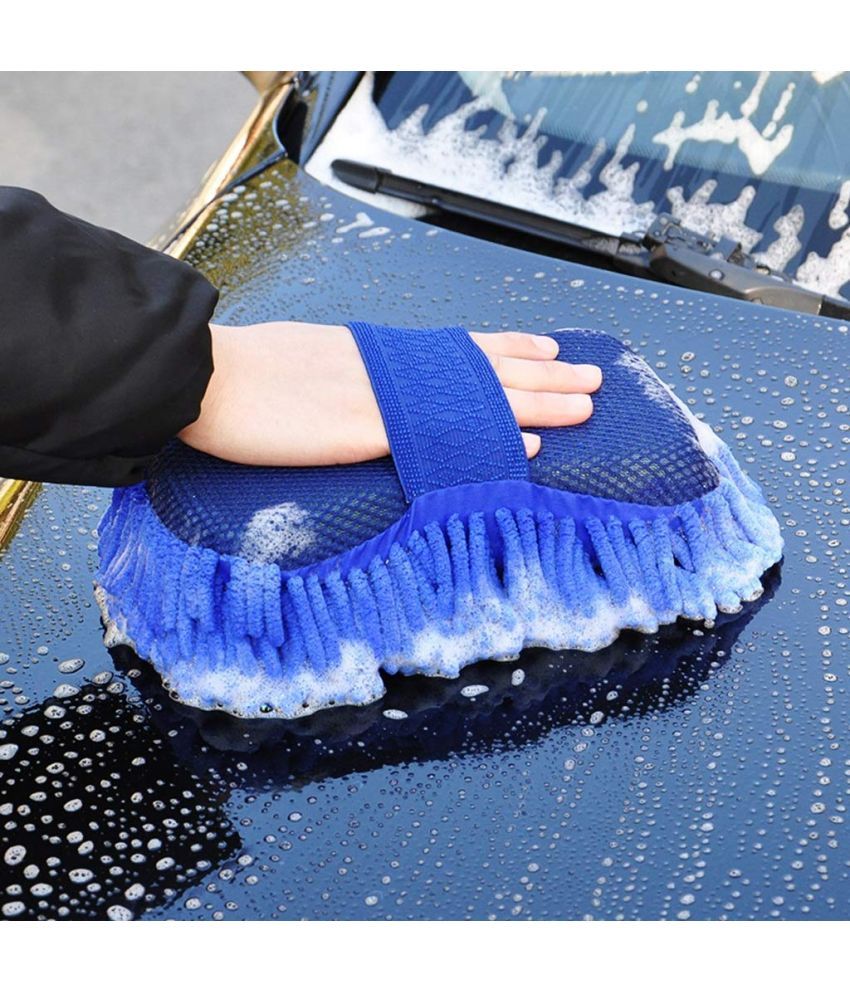     			Car Washing Sponge With Microfiber Washer Towel Duster For Cleaning Car. Bike Vehicle (Assorted ) (1)