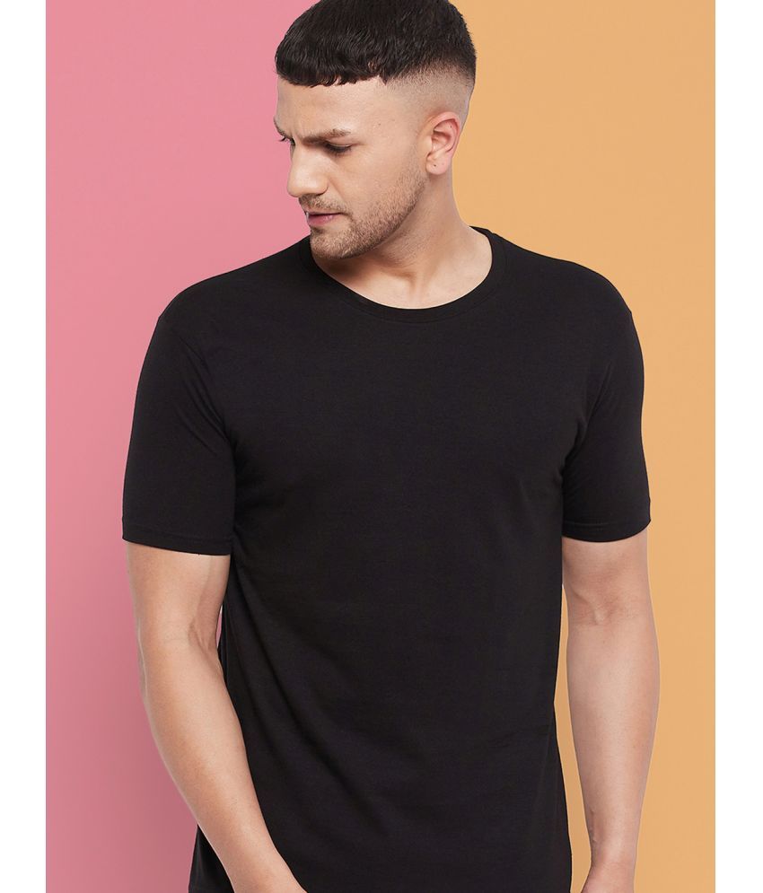     			Lycos Cotton Blend Regular Fit Solid Half Sleeves Men's Round T-Shirt - Black ( Pack of 1 )