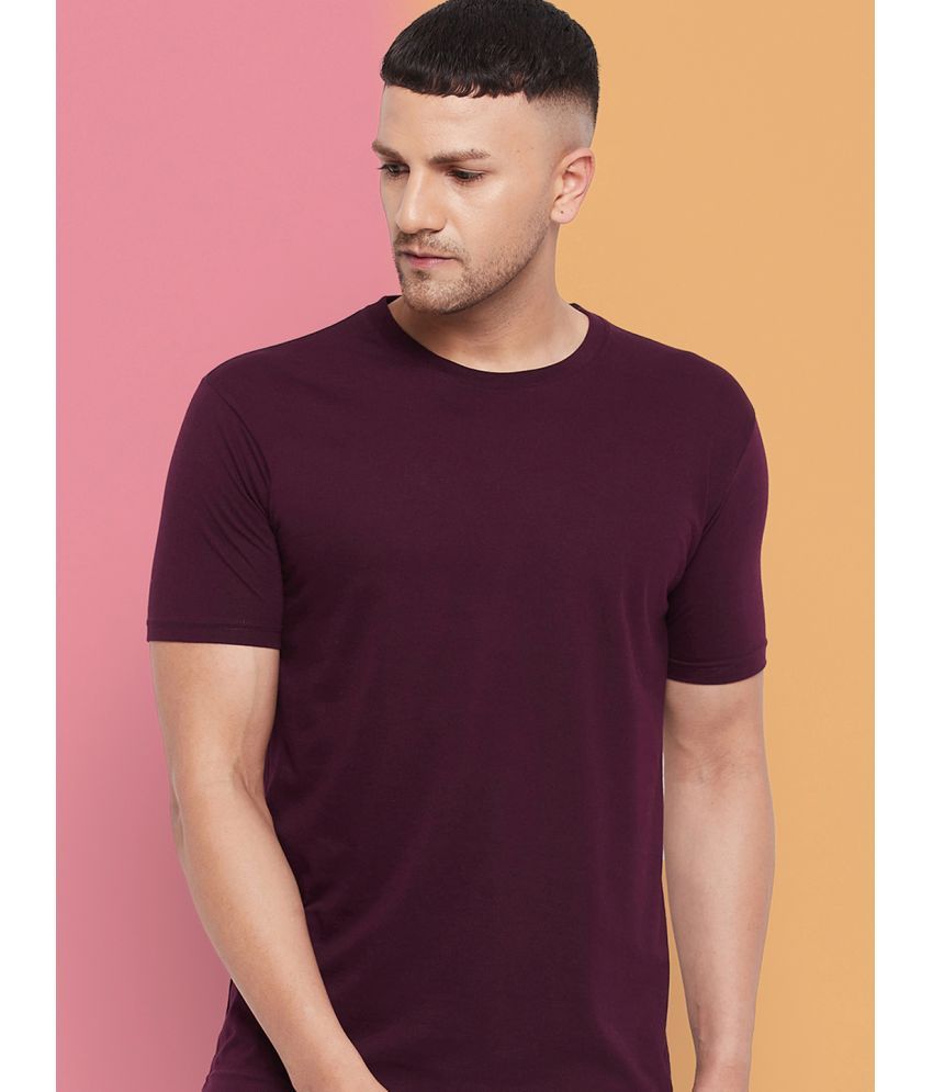     			Lycos Cotton Blend Regular Fit Solid Half Sleeves Men's Round T-Shirt - Wine ( Pack of 1 )