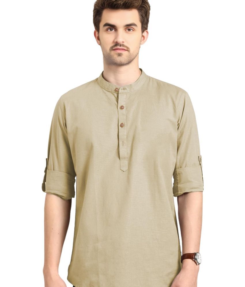     			Vida Loca Beige Cotton Men's Shirt Style Kurta ( Pack of 1 )