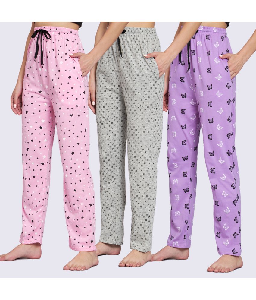     			Canblar Multicolor Cotton Women's Nightwear Pajamas ( Pack of 3 )