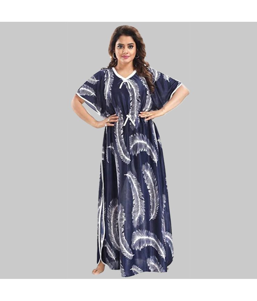     			Gutthi Blue Cotton Women's Nightwear Nighty & Night Gowns ( Pack of 1 )