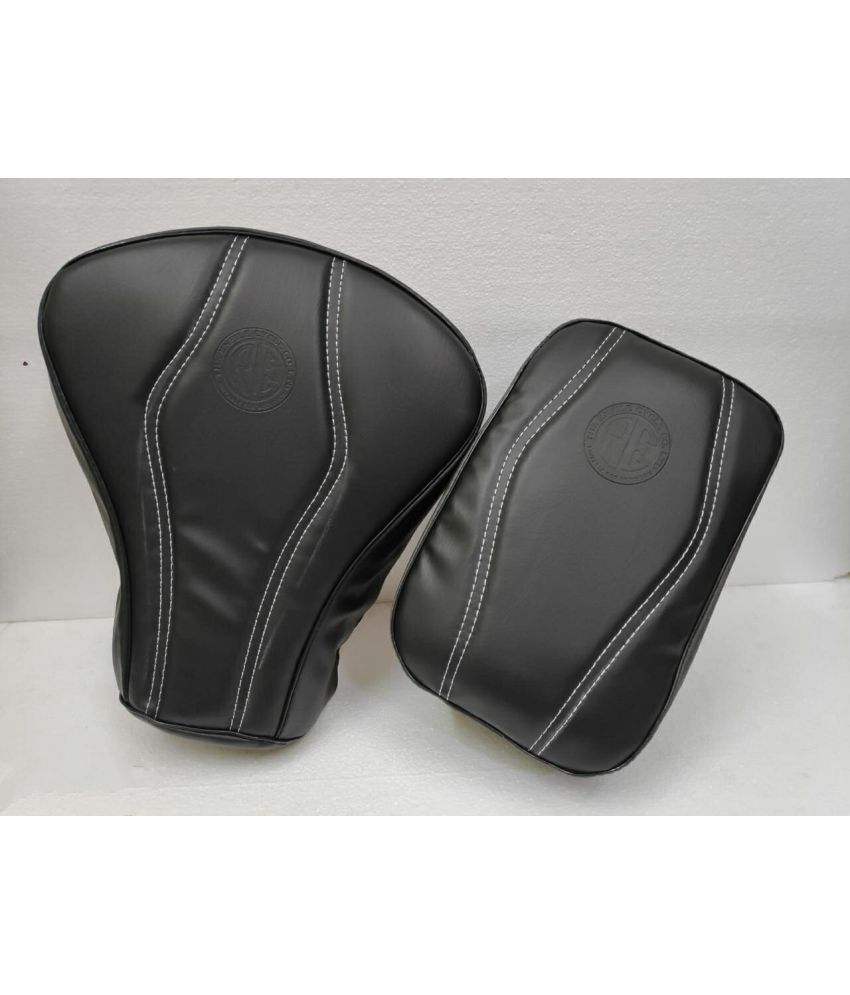     			BIKE SEAT COVER BLACK FOR BULLET FRONT+REAR N Split Bike Seat Cover For Royal Enfield Classic 350, Classic 500 ()