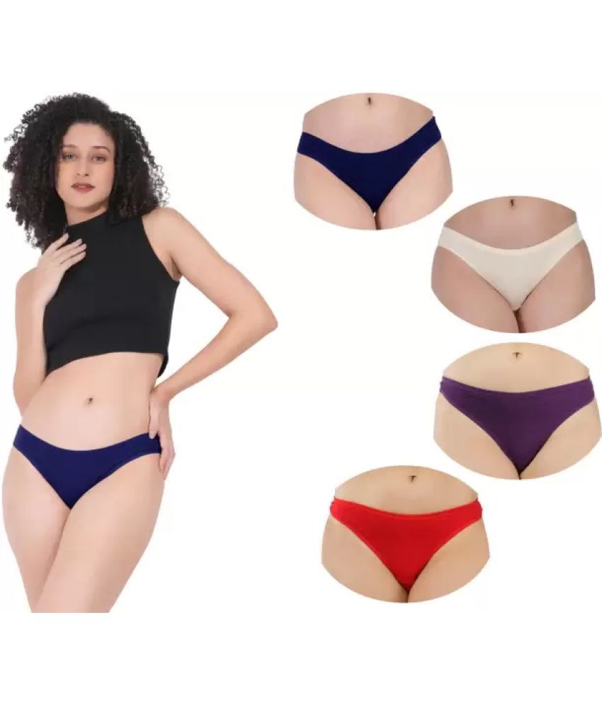     			Bebron Pack of 4 Cotton Lycra Thongs For Women ( Multicolor1 )