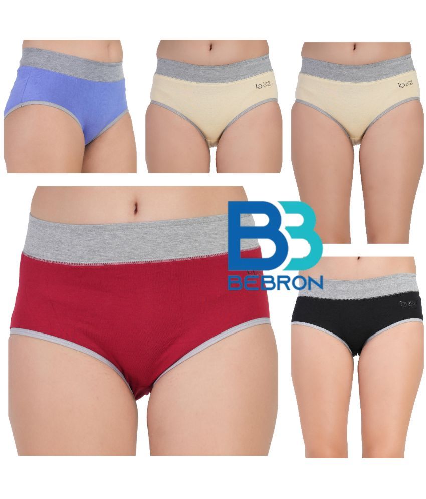     			Bebron Pack of 5 Cotton Lycra Hipster For Women ( Multi Color )