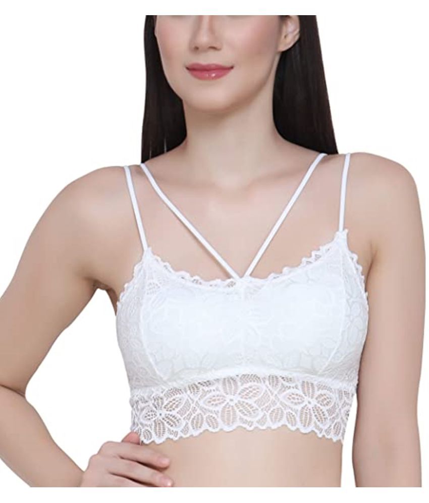     			Kamini Pack of 1 Lace Lightly Padded Bralette Bra For Women ( White )