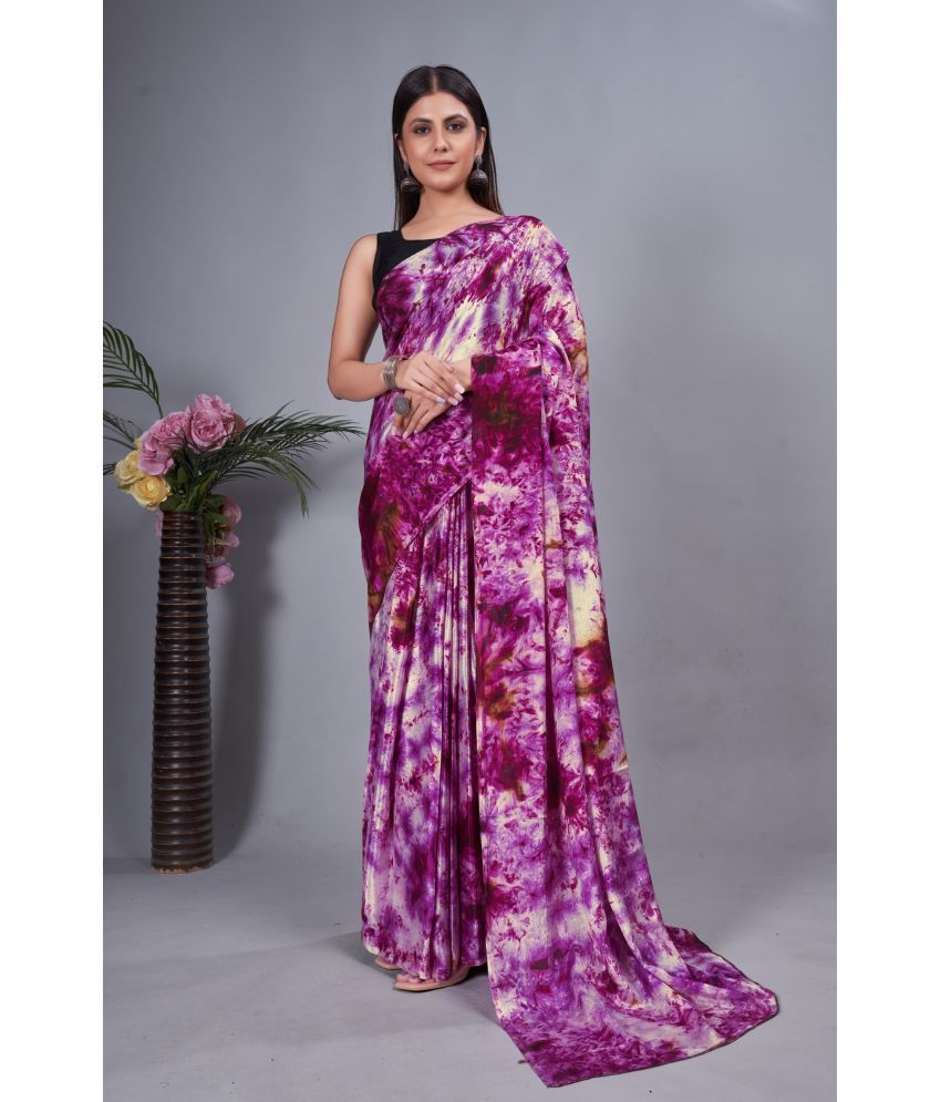     			Rangtulika Ethnics Linen Solid Saree With Blouse Piece ( Purple , Pack of 1 )