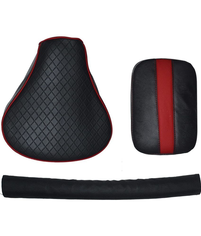     			Stylish Diamond Cut Design Seat Cover with Back Rest Foam Combo Set for Royal Enfield Classic 350/500cc (Red with Black) Single Bike Seat Cover For Royal Enfield NA ()