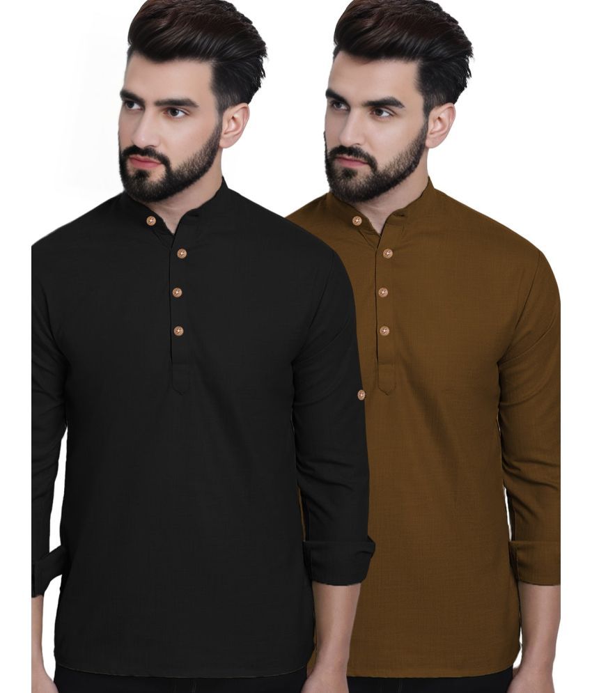     			DiAsh Gold Cotton Blend Men's Regular Kurta ( Pack of 2 )