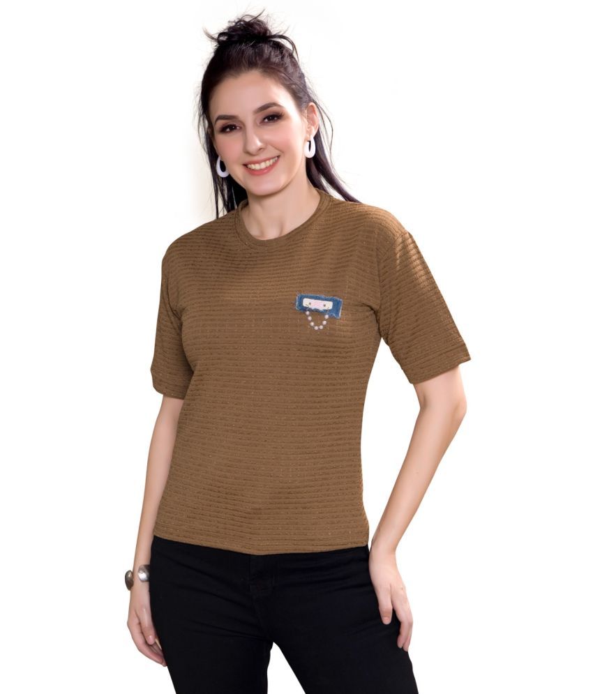     			Monisha Plus Brown Cotton Blend Women's Regular Top ( Pack of 1 )