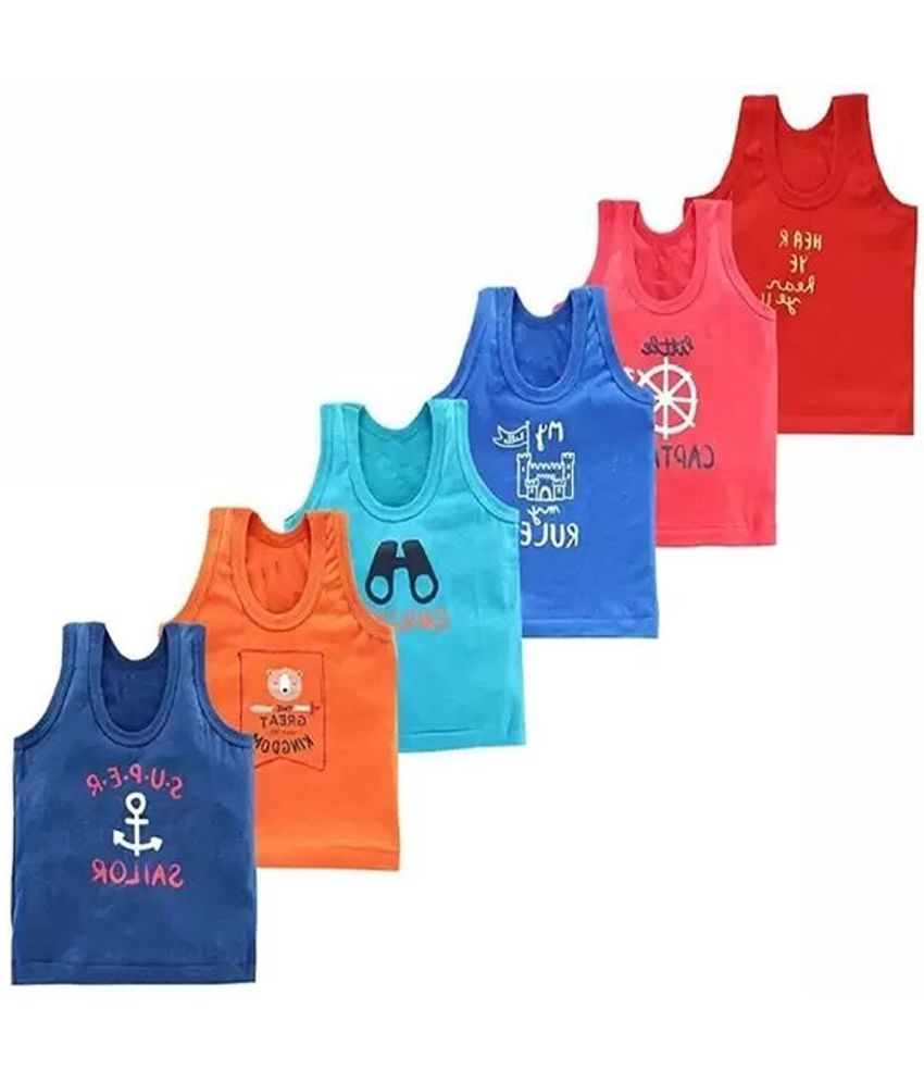     			CAVENDRES Pack of 6 Baby Boys Cotton Blend Vest ( Multicolor )