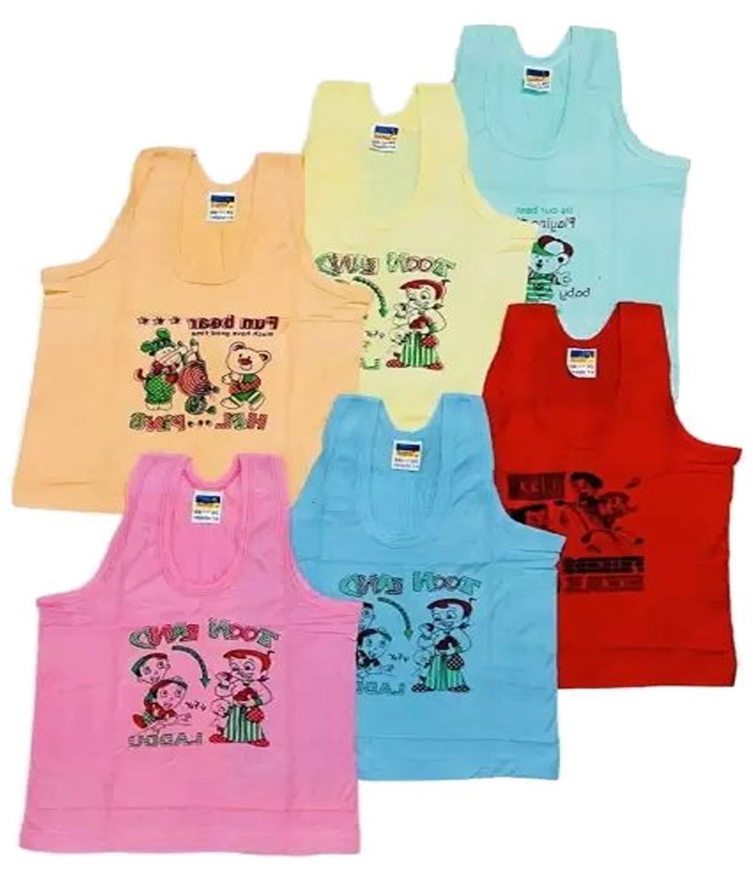     			CAVENDRES Pack of 6 Boys Cotton Blend Vest ( Multicolor )