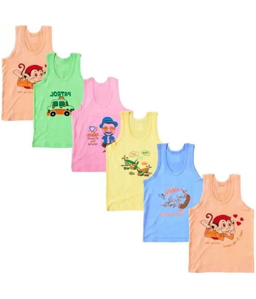     			CAVENDRES Pack of 6 Boys Cotton Blend Vest ( Multicolor )