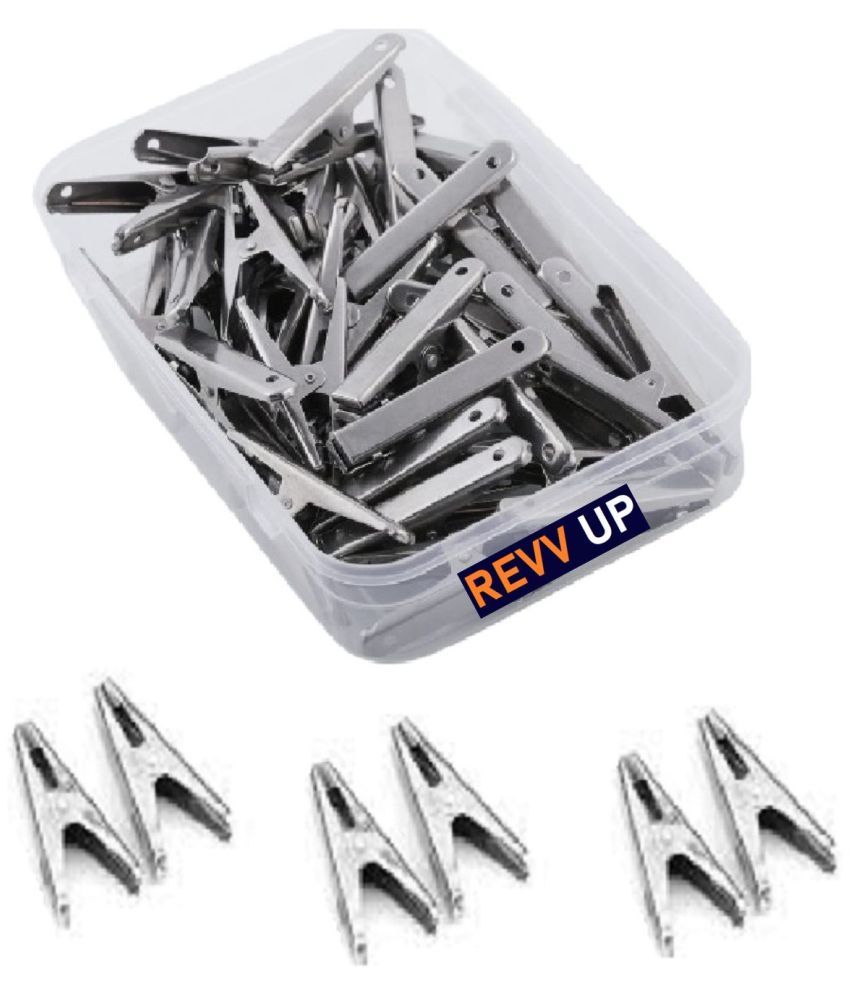     			REVV UP - 36 Pcs Heavy Duty Rust Free Cloth Peg/Clothes Clip/Cloth Drying Pins/Pegs for Hanger/Rods/Ropes/Drying Clothes (SS Clip with Plastic Grip with Storage Box)