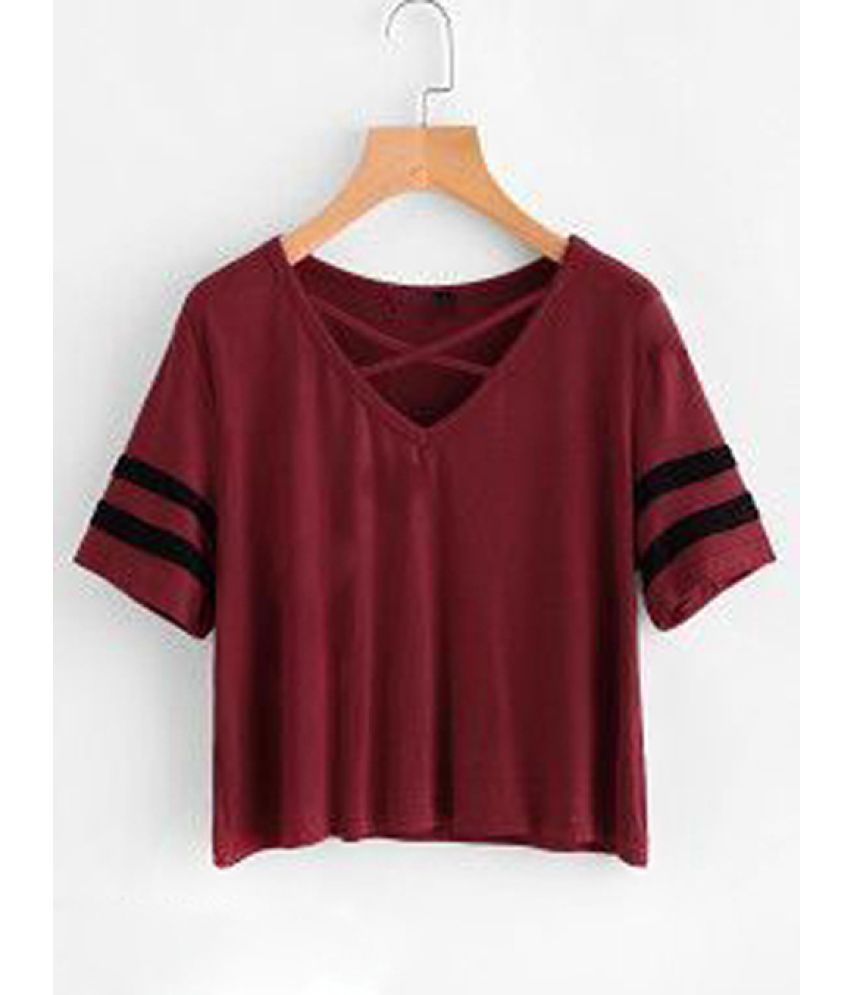     			vivient Maroon Cotton Blend Women's Regular Top ( Pack of 1 )