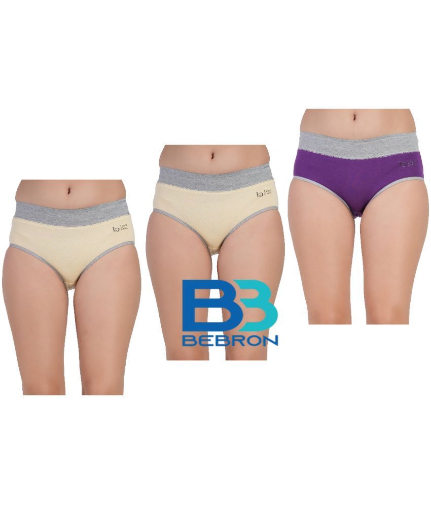     			Bebron Pack of 3 Cotton Lycra Hipster For Women ( Multicolor12 )