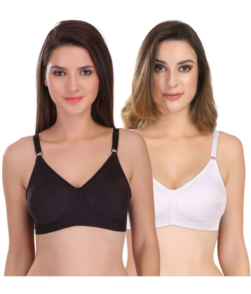     			Featherline Pack of 2 Cotton Blend Non Padded Everyday Bra For Women ( Black,White )