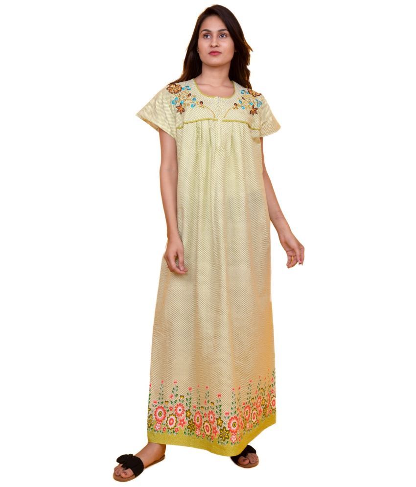     			rajeraj Green Cotton Women's Nightwear Nighty & Night Gowns ( Pack of 1 )