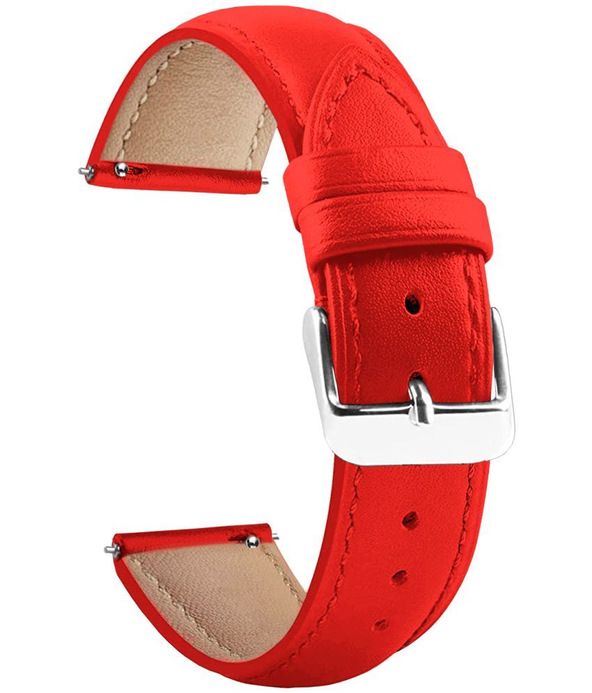     			ACM Watch Strap Leather Belt 22mm compatible with Fire Boltt Ninja Call Pro Max Flair Bsw128 Smartwatch Casual Classic Band Red