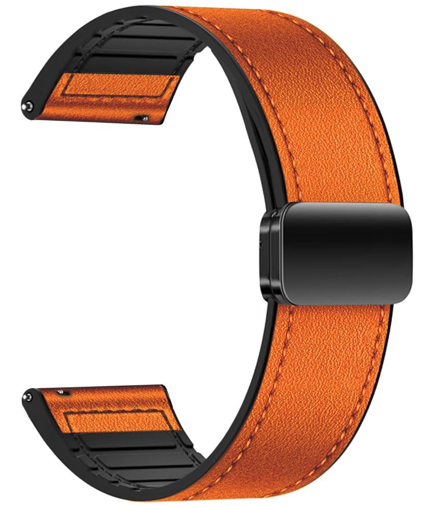     			ACM Watch Strap Leather Magnetic Silicone 22mm compatible with Alt Drip Smartwatch Belt Luxury Band Orange