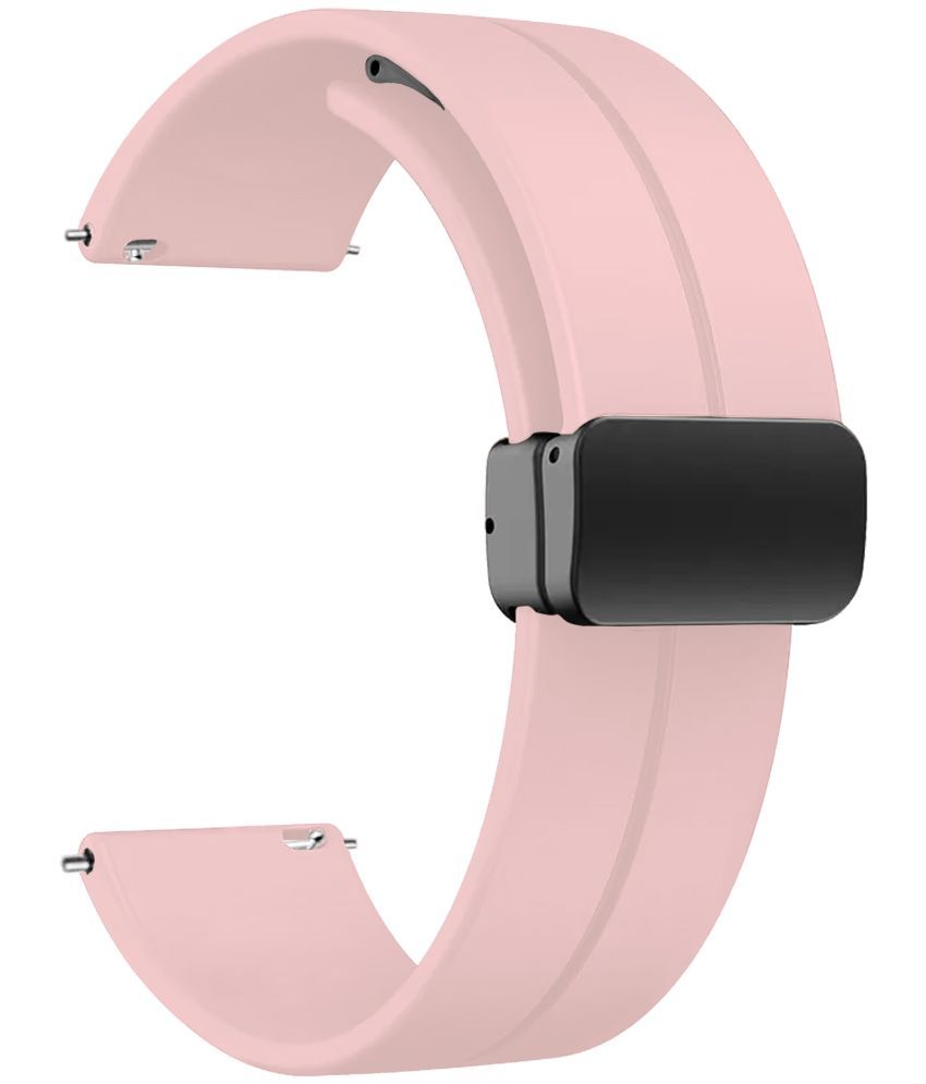     			ACM Watch Strap Silicone Belt Magnetic Clasp 22mm compatible with Fire-Boltt Ninja Call Pro Plus Fusion Smartwatch Sports Hook Band Creame Pink