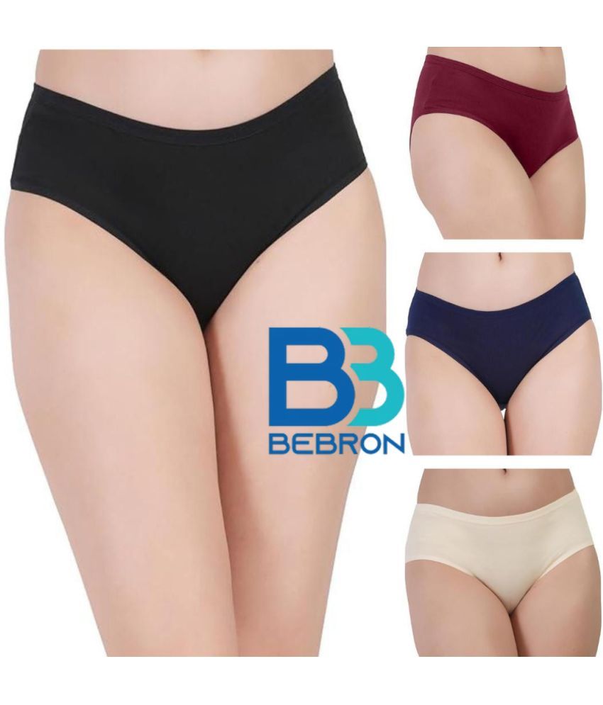     			Bebron Pack of 4 Cotton Lycra Hipster For Women ( Multicolor12 )