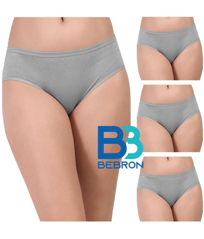     			Bebron Pack of 4 Cotton Lycra Hipster For Women ( Grey )