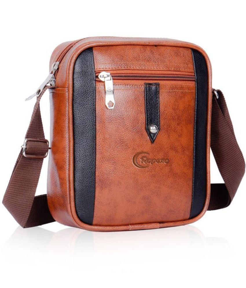     			Ropexo Tan Solid Messenger Bag