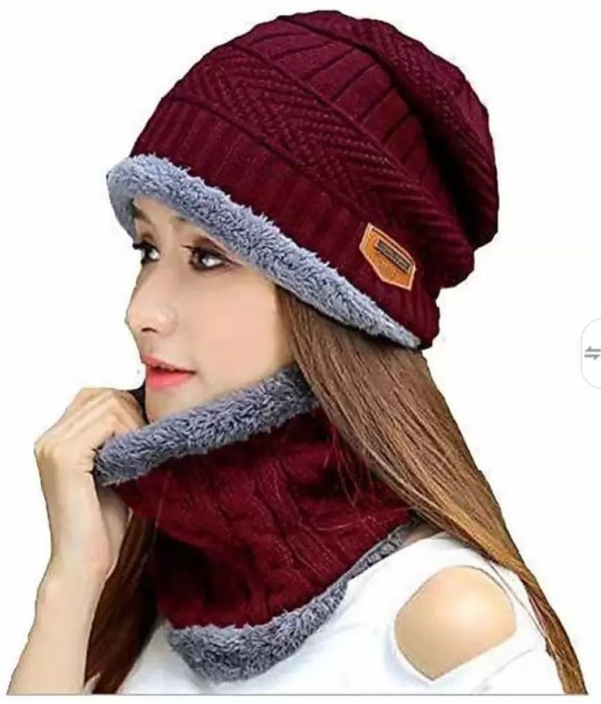     			Rozti Pack of 2 Woollen Men's Cap ( Maroon )