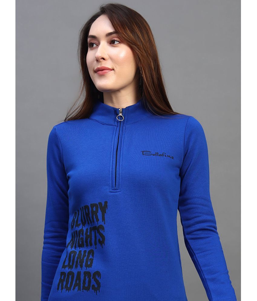     			BELLAFINO Fleece Women's Non Hooded Sweatshirt ( Blue )