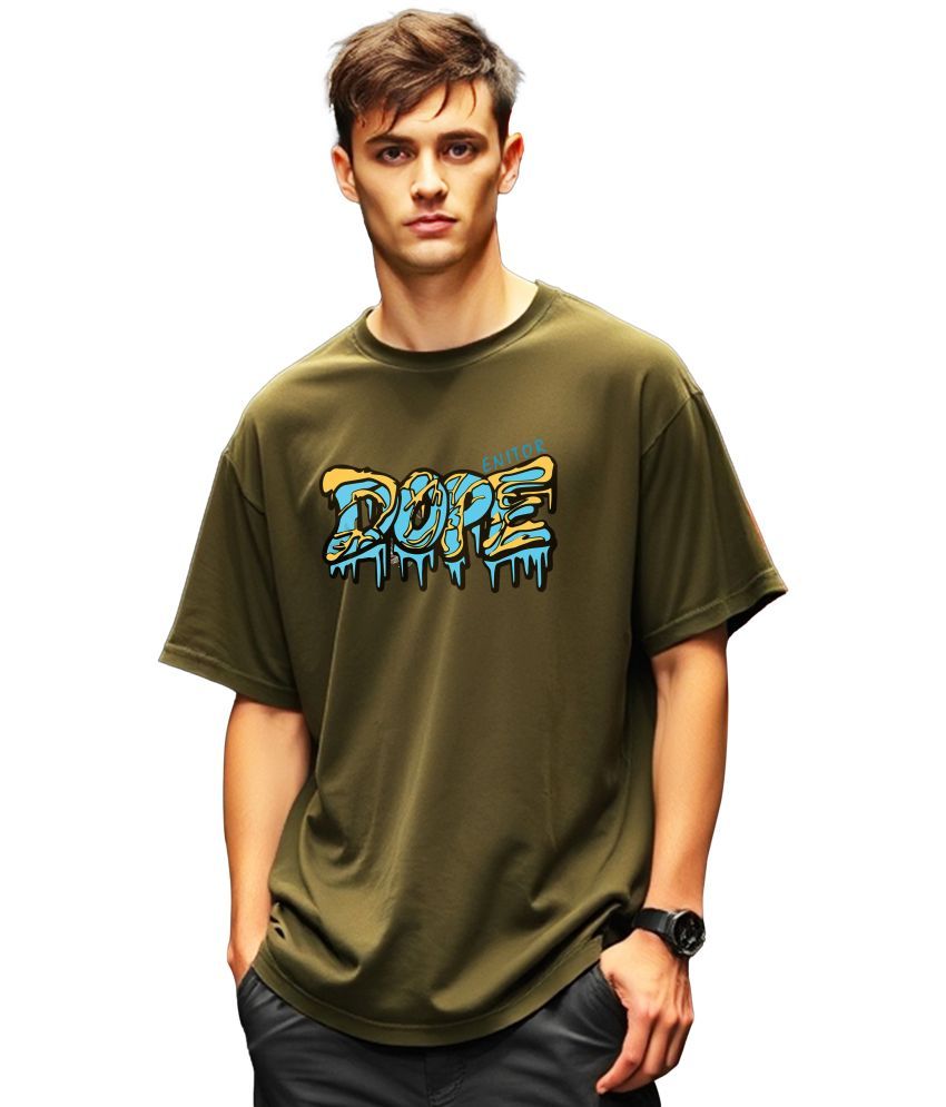     			ENITOR Cotton Oversized Fit Printed Half Sleeves Men's Round T-Shirt - Green ( Pack of 1 )