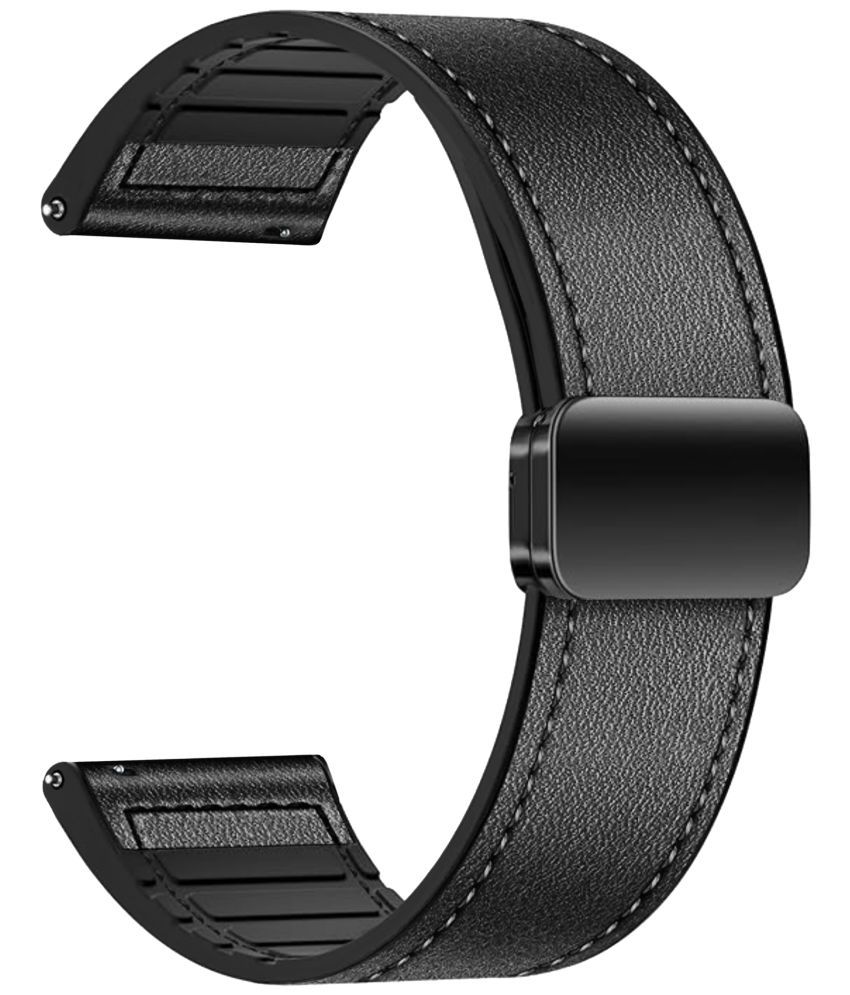     			ACM Watch Strap Leather Magnetic Silicone 20mm compatible with Garmin Forerunner 165 Smartwatch Belt Luxury Band Black