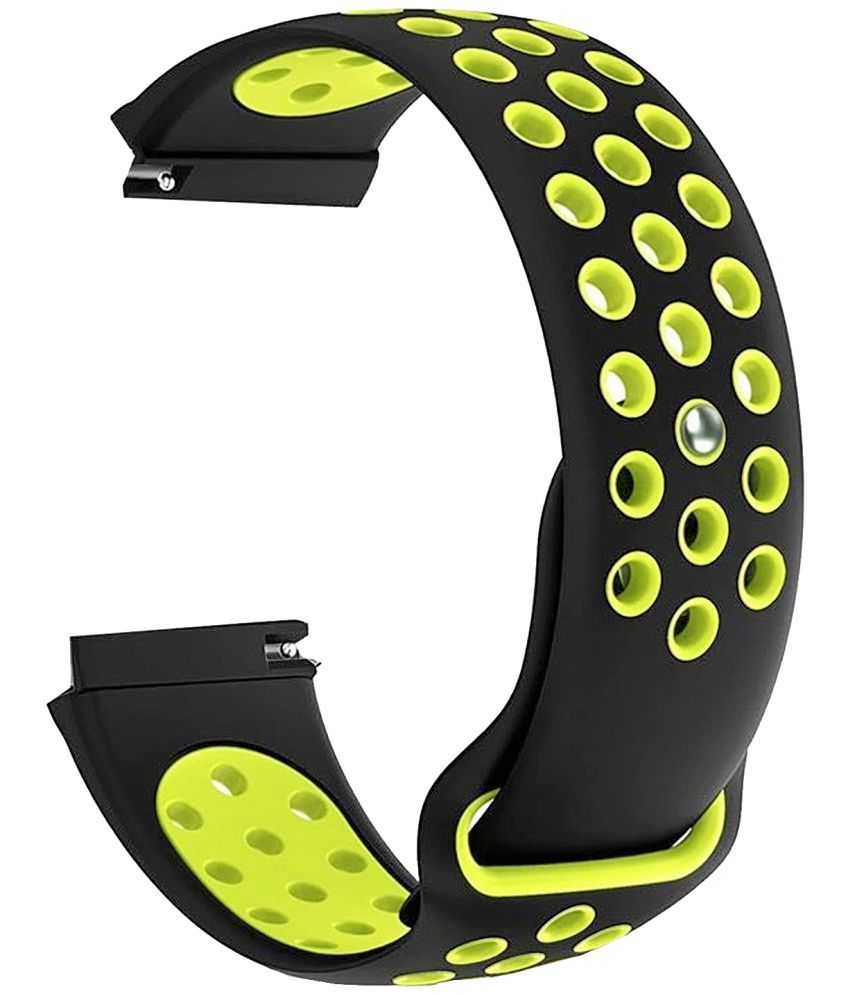     			ACM Watch Strap Silicone Belt 22mm compatible with Pebble Blaze Smartwatch Sports Dot Band Black with Neon Green