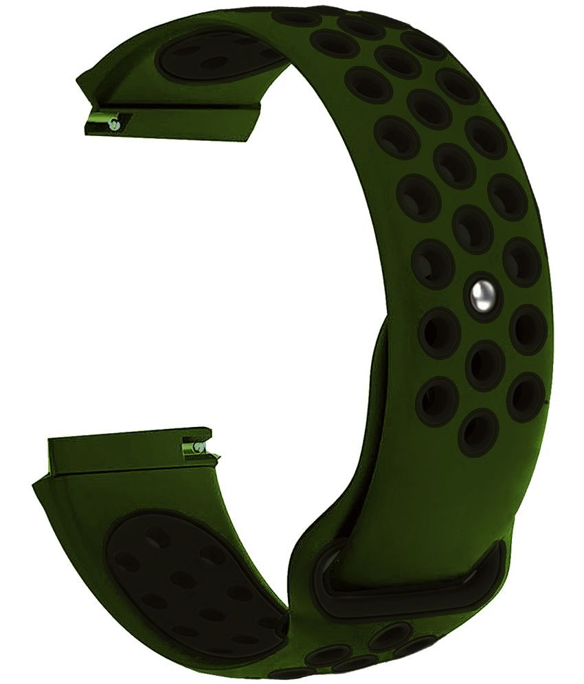     			ACM Watch Strap Silicone Belt 22mm compatible with Pebble Core Smartwatch Sports Dot Band Olive Green with Black