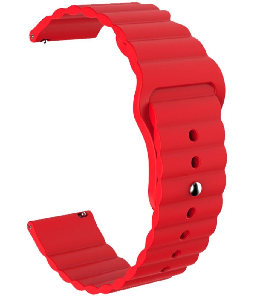     			ACM Watch Strap Wave Design Silicone Belt 22mm compatible with Pebble Vision Smartwatch Sports Band Red