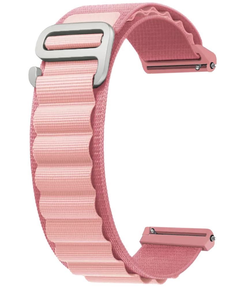     			ACM Watch Strap Nylon 22mm compatible with Pebble Nomad Smartwatch Sports Hook Band Creame Pink