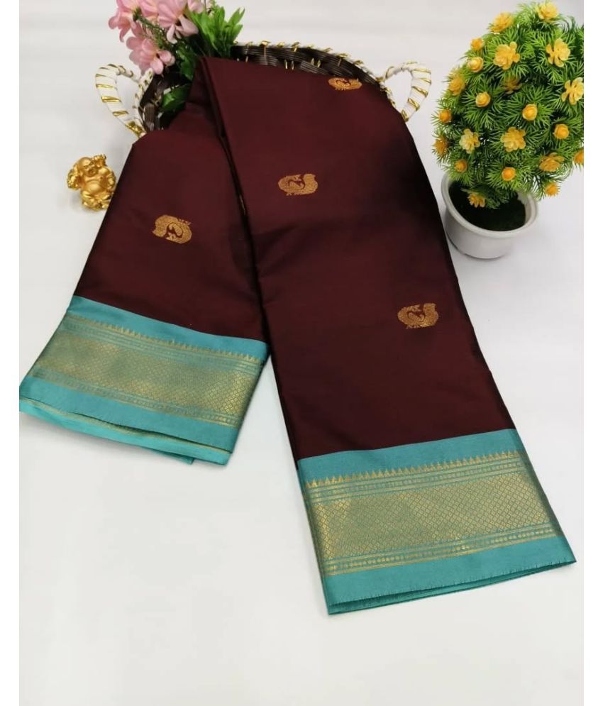     			KV Fashion Cotton Silk Woven Saree With Blouse Piece ( Wine , Pack of 1 )